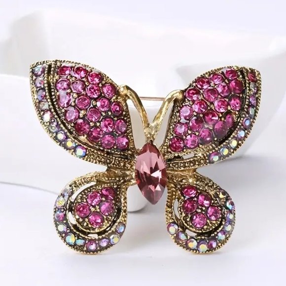 Butterfly Brooch in Green; Blue and Pink Sold - Picture 5 of 9